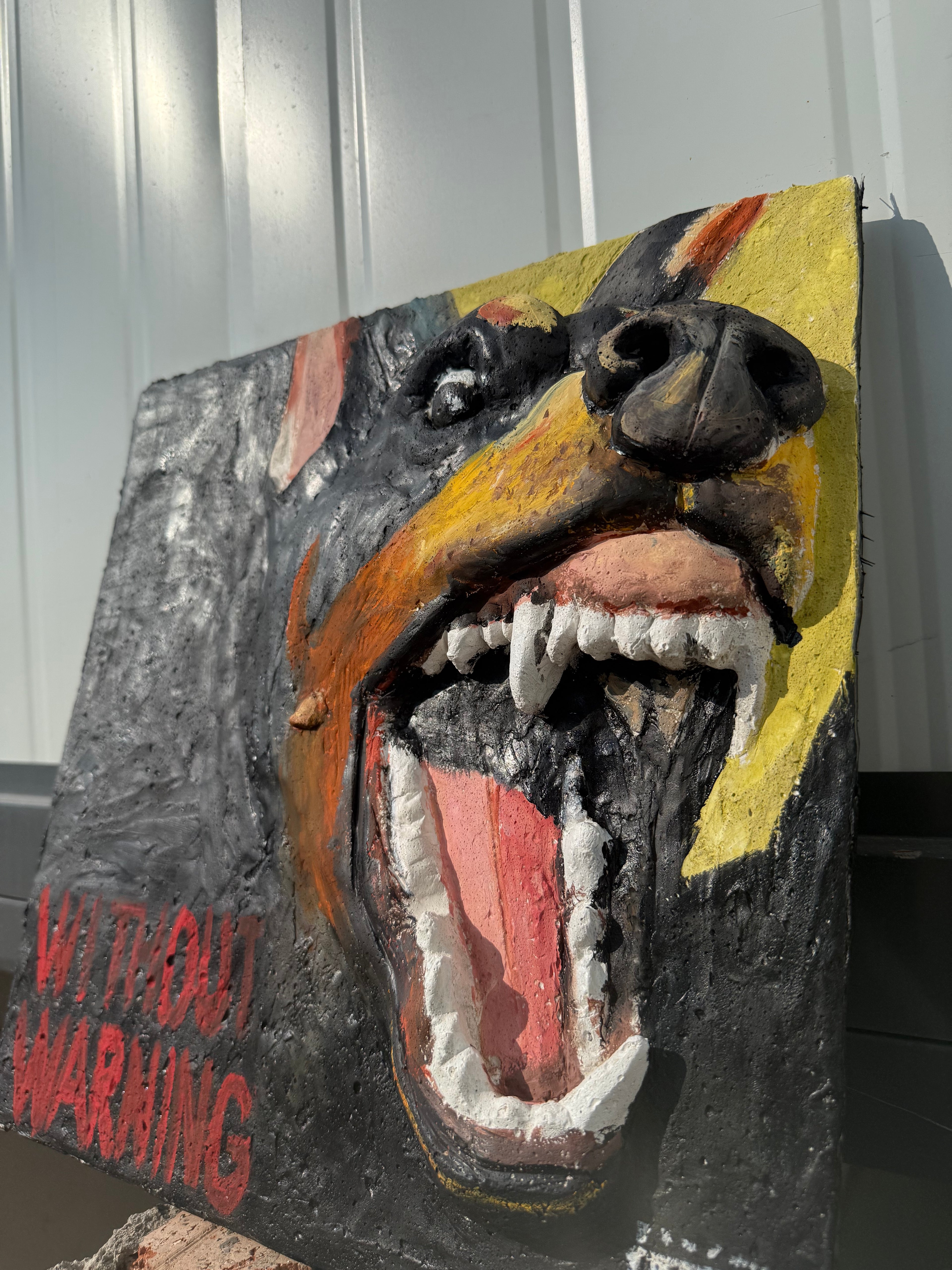 "Warning Sign" Cyberpunk Dog Bronze Sculpture