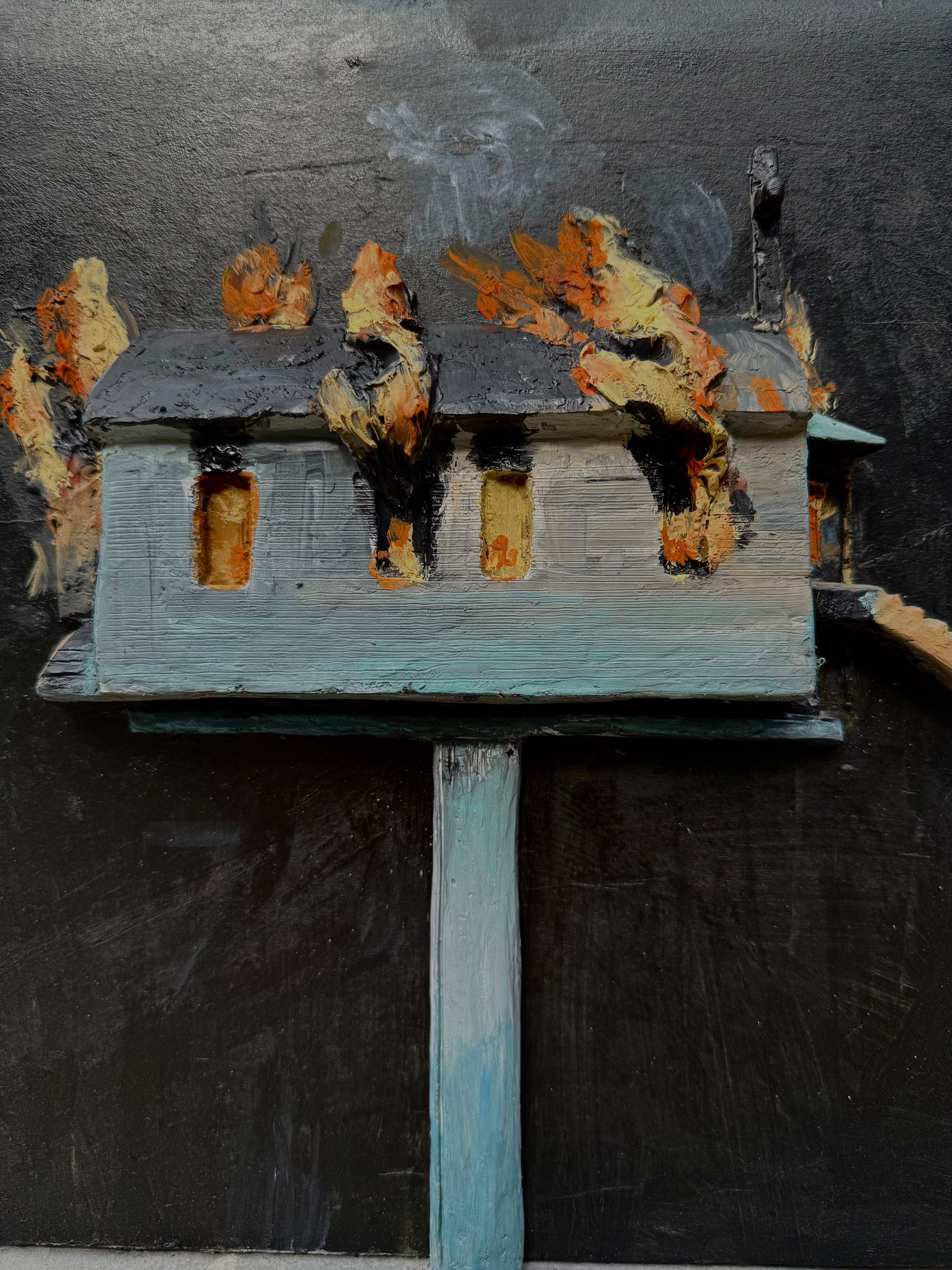 "Burning House" Architectural Art Sculpture