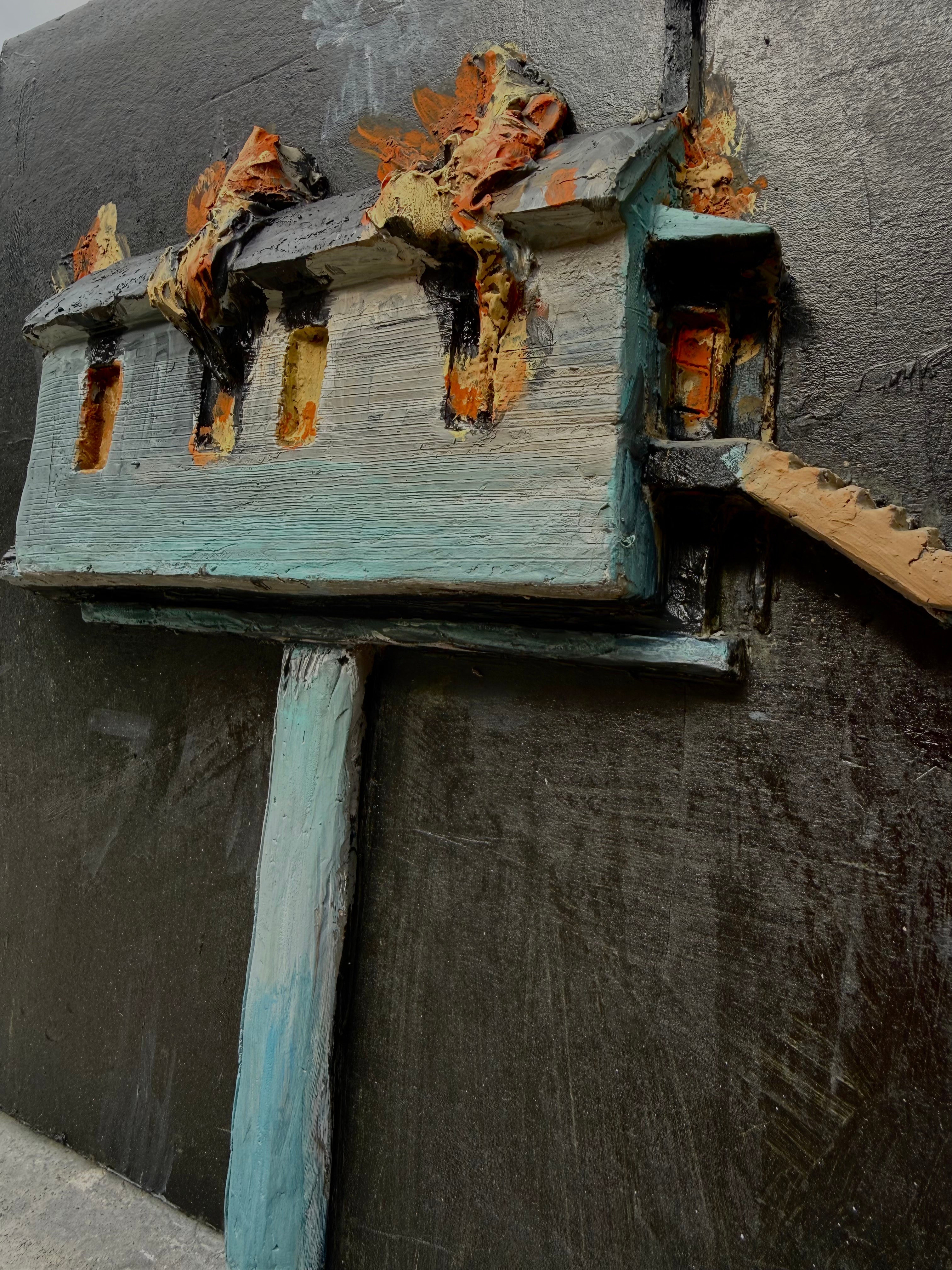"Burning House" Architectural Art Sculpture