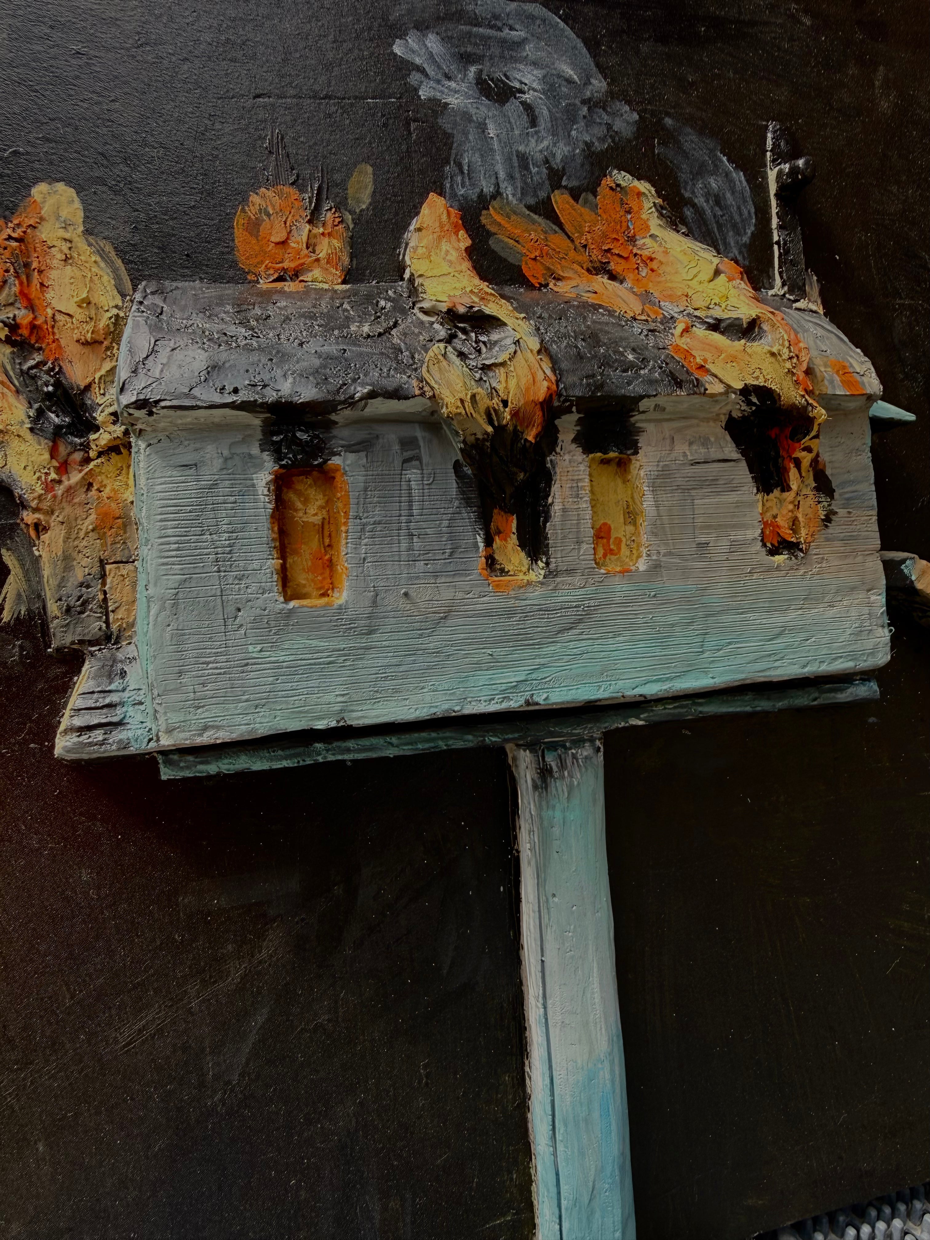 "Burning House" Architectural Art Sculpture